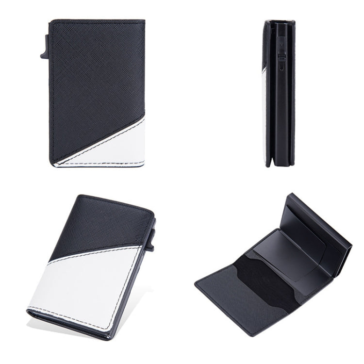 Baellerry RFID Anti-theft Aluminum Box Leather Wallet Side Push Contrasting Antimagnetic Card Holder