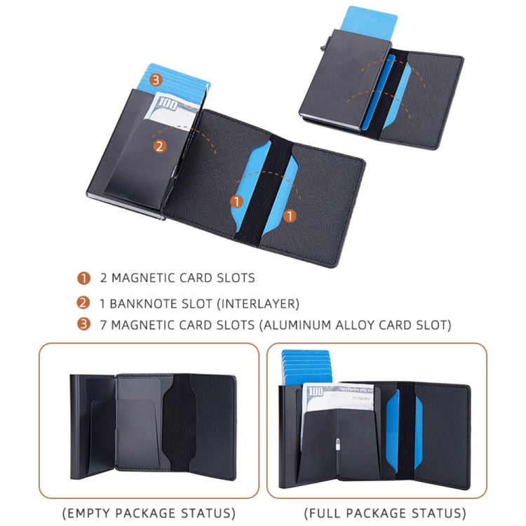 Baellerry RFID Anti-theft Aluminum Box Leather Wallet Side Push Contrasting Antimagnetic Card Holder