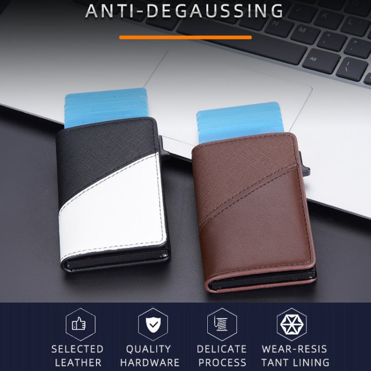 Baellerry RFID Anti-theft Aluminum Box Leather Wallet Side Push Contrasting Antimagnetic Card Holder