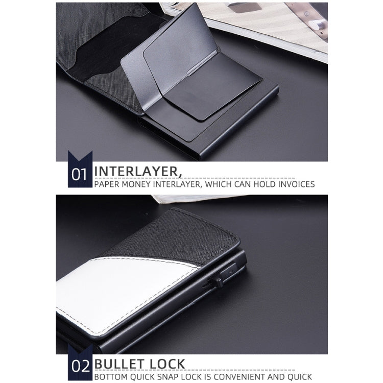 Baellerry RFID Anti-theft Aluminum Box Leather Wallet Side Push Contrasting Antimagnetic Card Holder