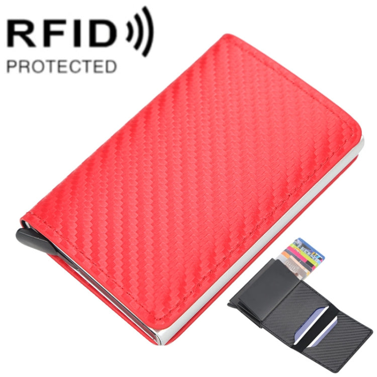 Baellerry RFID Anti-theft Plaid Leather Wallet Metal Aluminum Box Automatic Eject Type Card Holder
