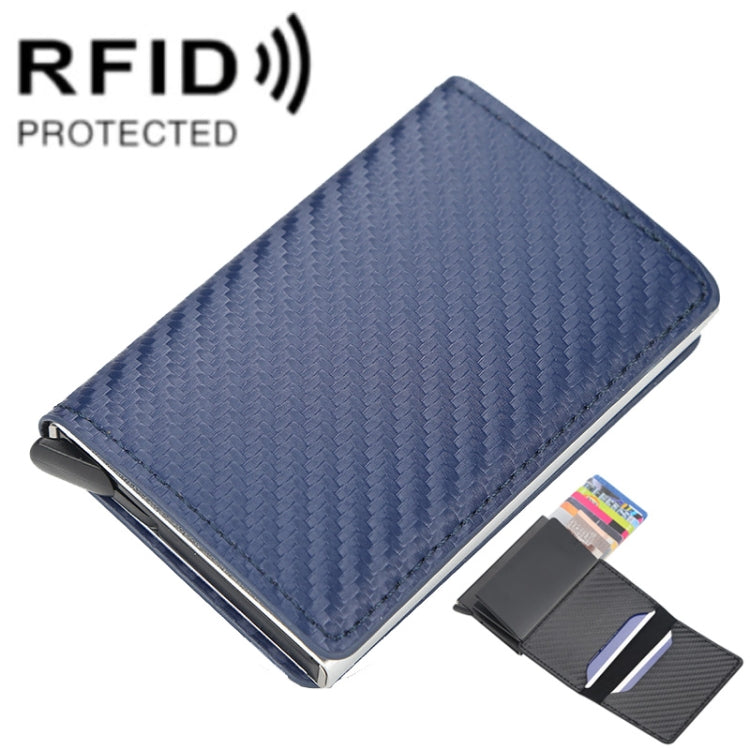 Baellerry RFID Anti-theft Plaid Leather Wallet Metal Aluminum Box Automatic Eject Type Card Holder