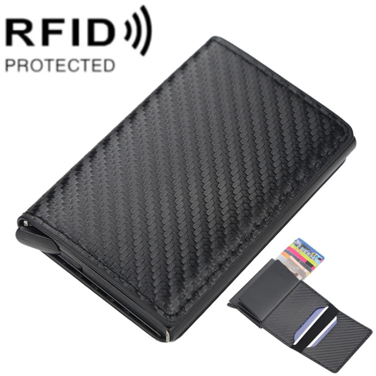 Baellerry RFID Anti-theft Plaid Leather Wallet Metal Aluminum Box Automatic Eject Type Card Holder
