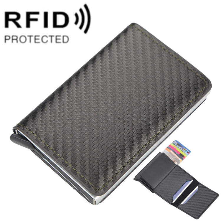 Baellerry RFID Anti-theft Plaid Leather Wallet Metal Aluminum Box Automatic Eject Type Card Holder
