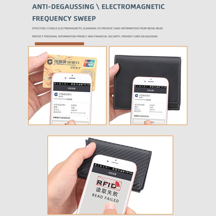 Baellerry RFID Anti-theft Plaid Leather Wallet Metal Aluminum Box Automatic Eject Type Card Holder