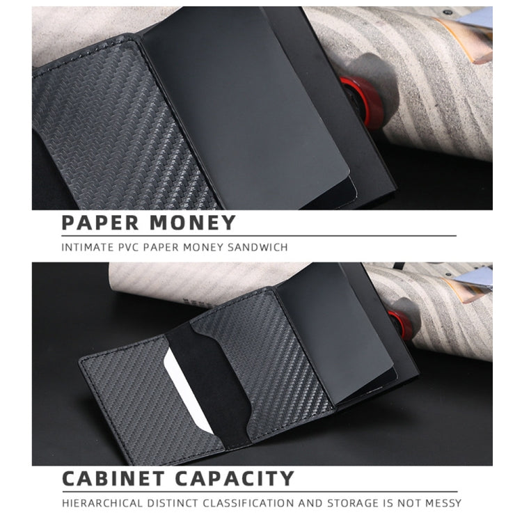 Baellerry RFID Anti-theft Plaid Leather Wallet Metal Aluminum Box Automatic Eject Type Card Holder