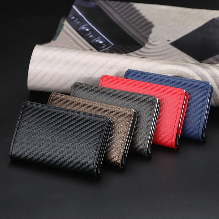 Baellerry RFID Anti-theft Plaid Leather Wallet Metal Aluminum Box Automatic Eject Type Card Holder
