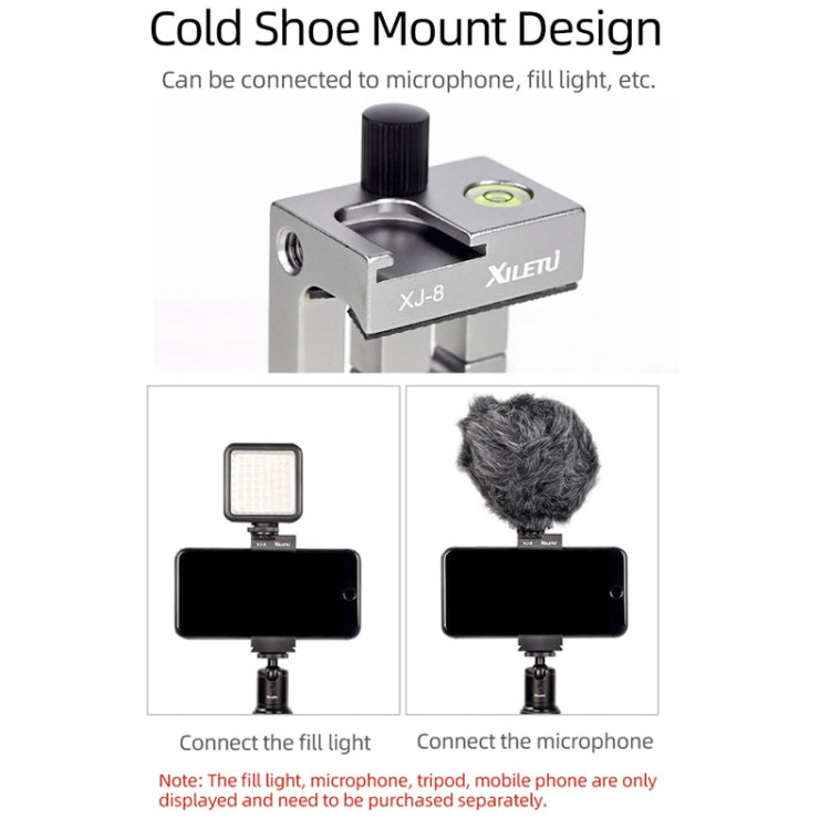 XILETU XJ-8 Aluminum Alloy Camera Head Tripod Mobile Phone Clip