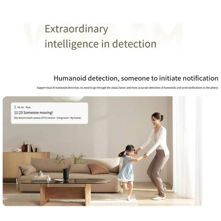 Original Xiaomi Mijia Smart Camera 3 PTZ Version 3K AI Detection Baby Monitor 5MP 360 Degree View Webcam Day & Night Work Infrared Night Vision, With US Plug Adapter