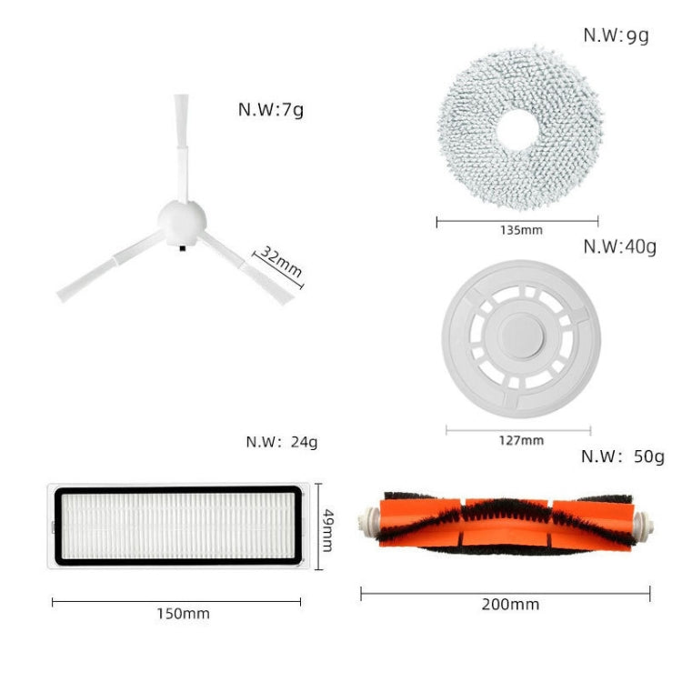 For Xiaomi Dreame S10/S10 Pro Vacuum Cleaner, Main Brush, Side Brush, Filter, Activated Carbon Filter, Mop, Dust Bag, Rag Bracket