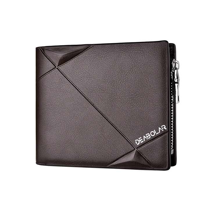 DEABOLAR Men Short PU Leather Tri-fold Horizontal Wallet Large-capacity Multi-card Wallet