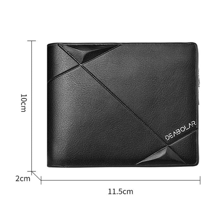 DEABOLAR Men Short PU Leather Tri-fold Horizontal Wallet Large-capacity Multi-card Wallet