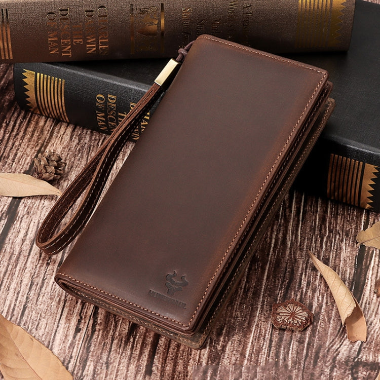 HUMERPAUL RFID Large Capacity Leather Wallet Long Men Pump Mobile Phone