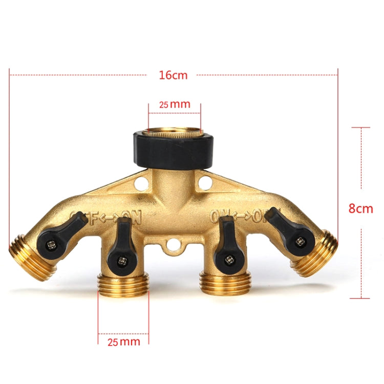 Garden Watering Agricultural Irrigation Family Car Wash Faucet Copper 4-way Ball Valve Water Divider