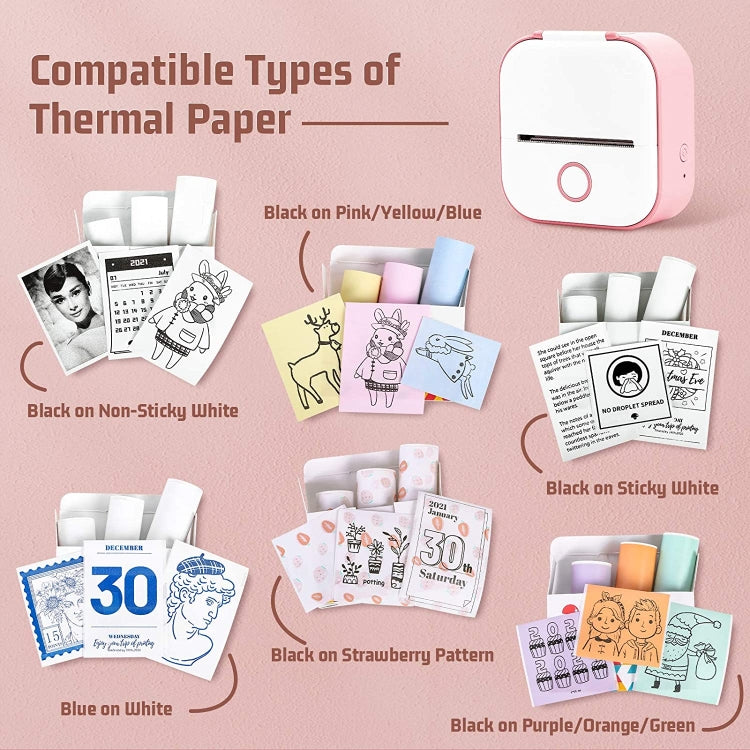 For Phomemo T02 3rolls Bluetooth Printer Thermal Paper Label Paper