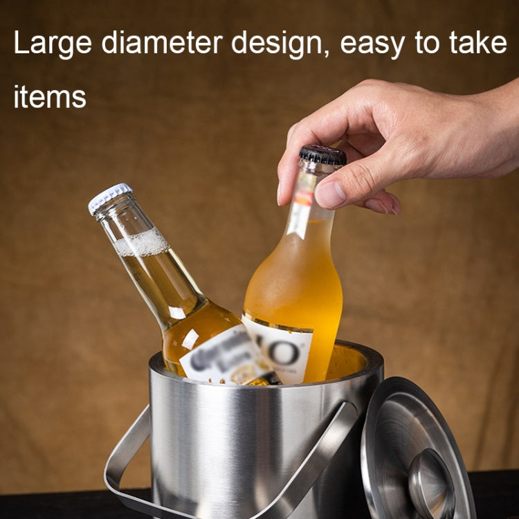 Double-Layer Portable Stainless Steel Ice Bucket Bar Champagne Beer Barrel