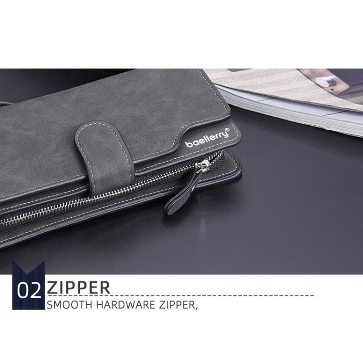 Baellerry Matte Leather Multi-card Slot Men Clutch Bag Zip Buckle Vintage Wallet