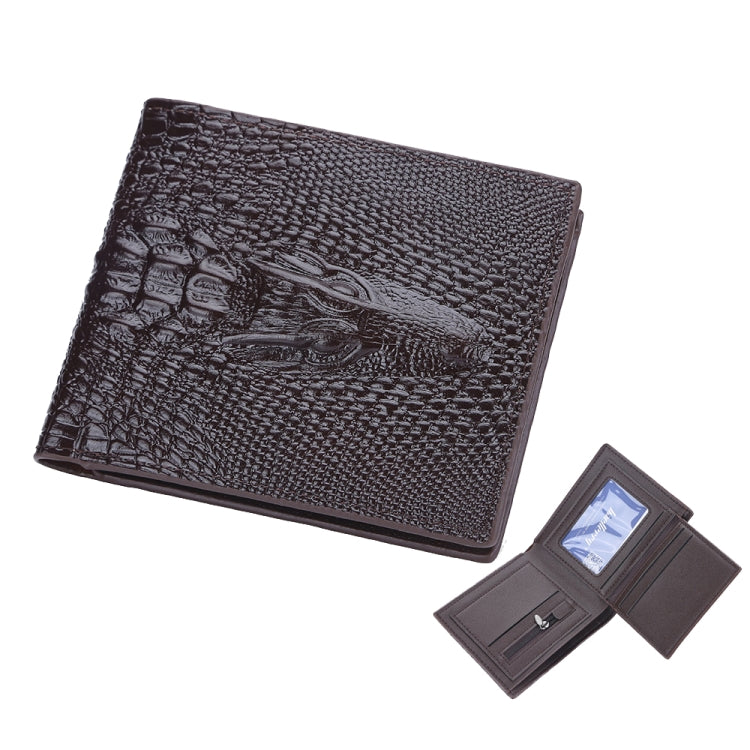 Baellerry Crocodile Print Men Short Wallet Vintage Multi-card Slot Coin Purse