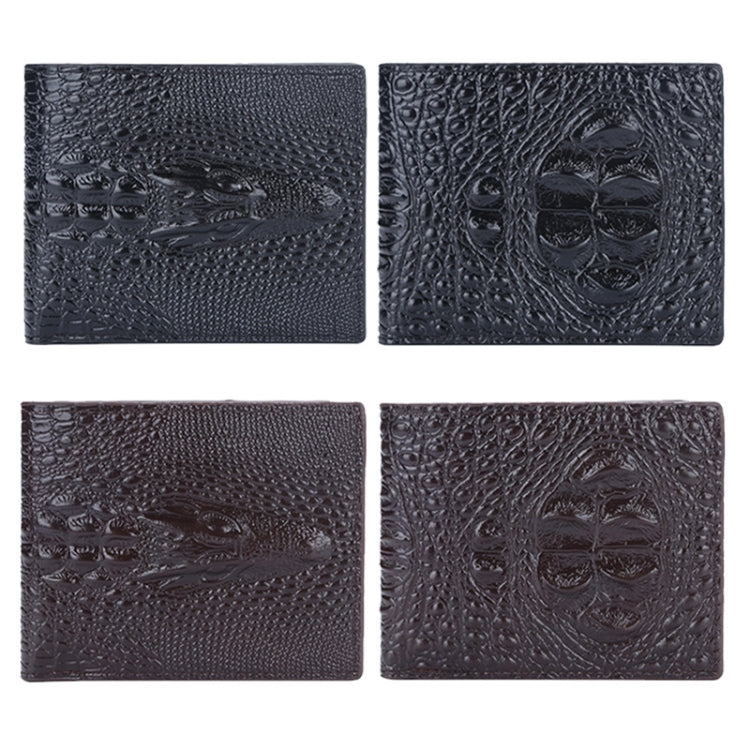 Baellerry Crocodile Print Men Short Wallet Vintage Multi-card Slot Coin Purse