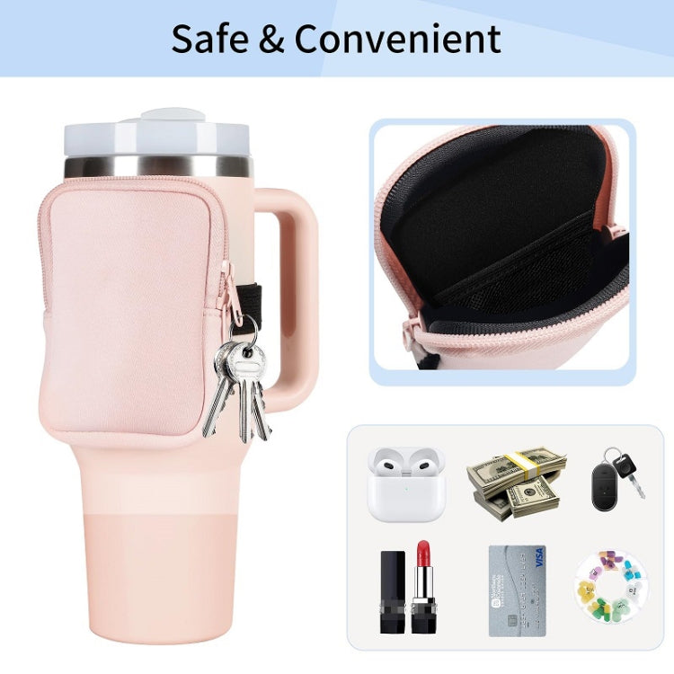 Water Cup Sided Storage Pockets With Zipper Fit For 40Oz Tumbler