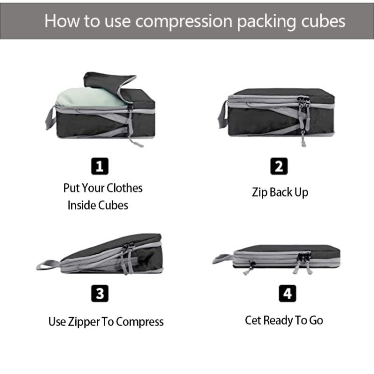 7 In 1  Compression Packing Cubes Expandable Travel Bags Luggage Organizer, 7 In 1