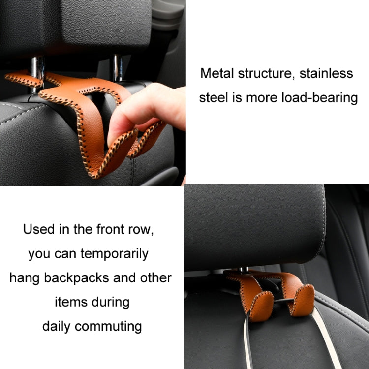 Car Double Hook Stainless Steel Rear Headrest Mobile Phone Holder