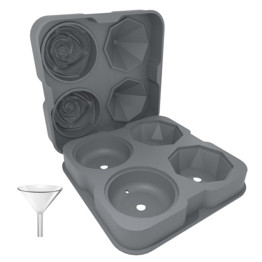 4-Holes Rose Diamond Shape Cocktail Ice Cube Molds Silicone Ice Ball Maker