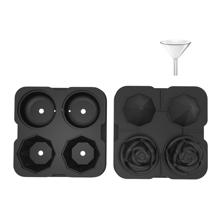 4-Holes Rose Diamond Shape Cocktail Ice Cube Molds Silicone Ice Ball Maker