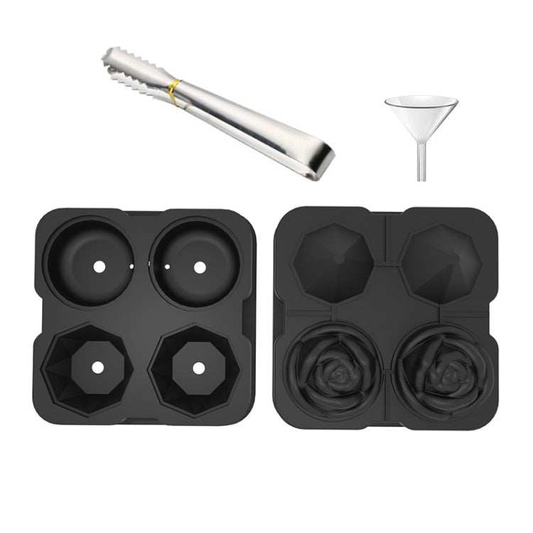 4-Holes Rose Diamond Shape Cocktail Ice Cube Molds Silicone Ice Ball Maker