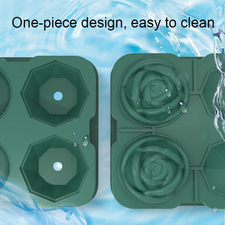 4-Holes Rose Diamond Shape Cocktail Ice Cube Molds Silicone Ice Ball Maker