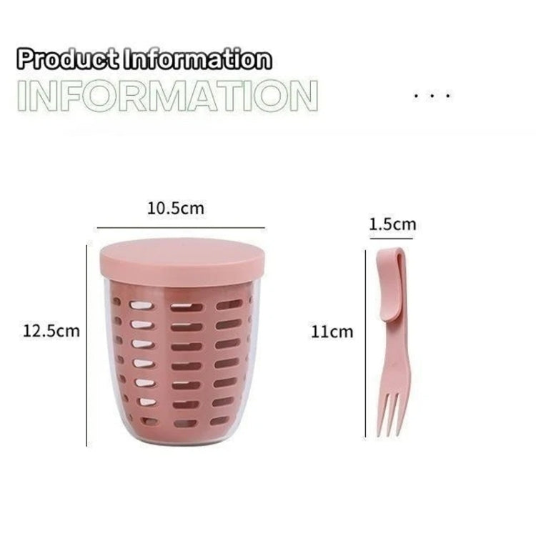 600ml Fruit and Veggie Snack Cup with Lid and Fork Airtight Leak-proof Salad Box