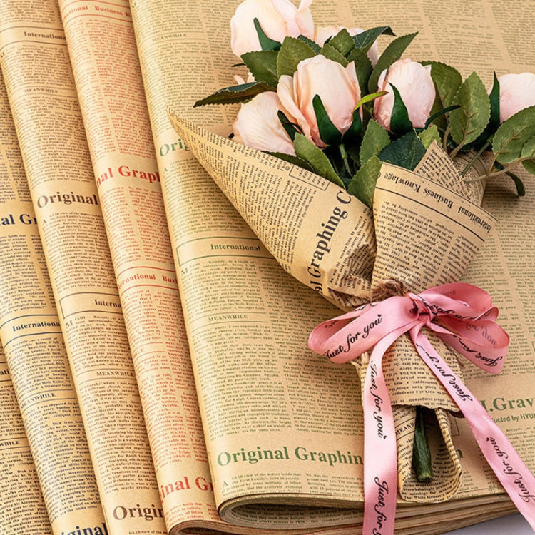 10pcs Retro Cowhide English Newspaper Gift Flower Packaging Material