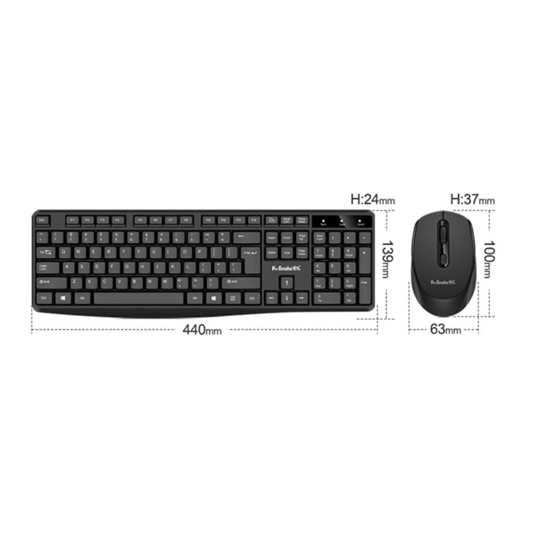 K-Snake WK800 Wireless 2.4G Keyboard Mouse Set Tabletop Computer Notebook Business Office House Use