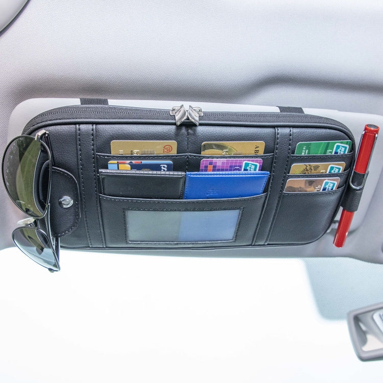 Car Driver License Storage Bag Sun Visor Sunglasses Card Holder