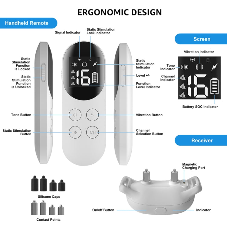 Smart Waterproof Shock Collar For Pets Remote Control Dog Training Device