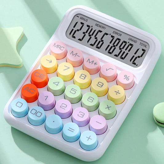 12-Bit Dopamine Flex Keyboard Calculator Candy Color Office Student Calculator, Colorful Button White, Colorful Button Sky Blue, Colorful Button Yellow