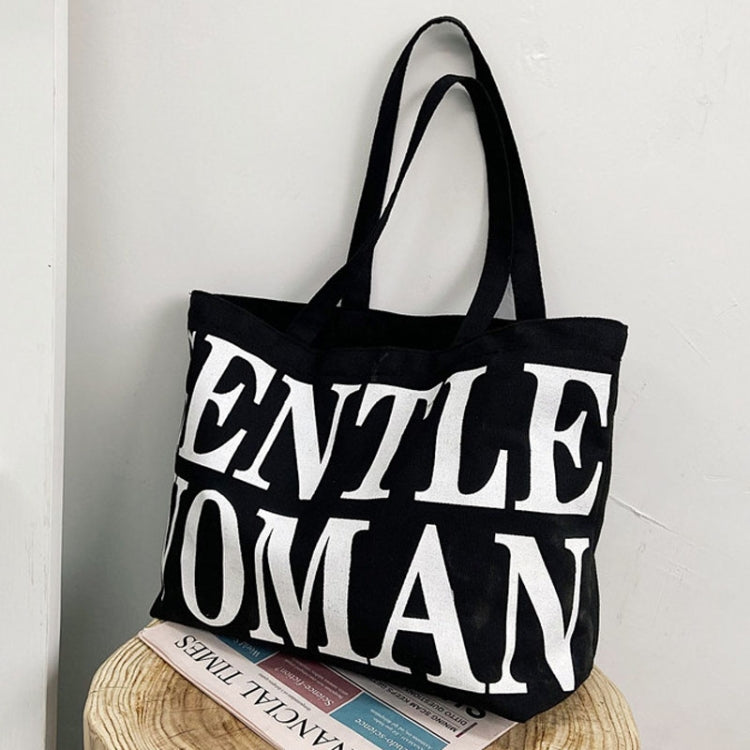 Women Printed Letter Canvas Bag Single Shoulder Tote Bag