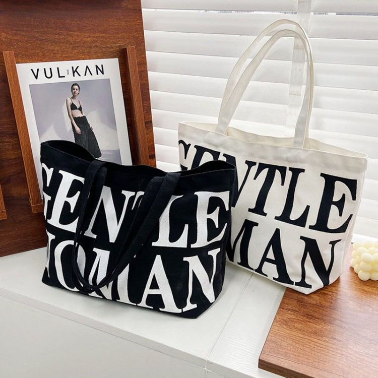 Women Printed Letter Canvas Bag Single Shoulder Tote Bag