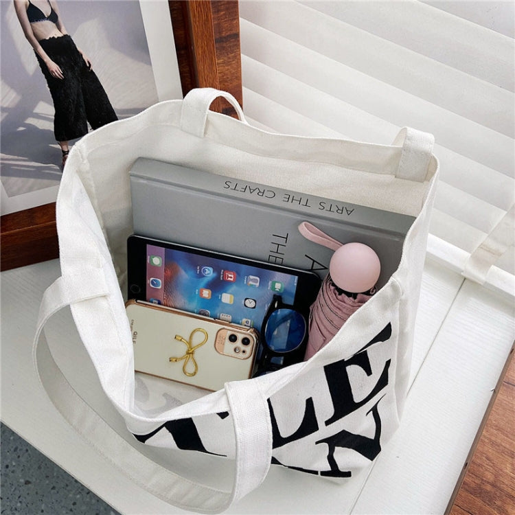 Women Printed Letter Canvas Bag Single Shoulder Tote Bag