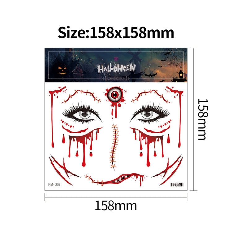10pcs Halloween Scar Waterproof Tattoo Sticker Simulated Face Horror Stickers
