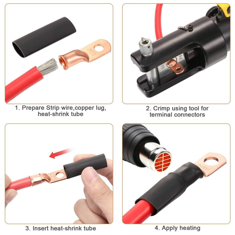 8AWG 3/8" Stud Ring Terminal Solder Cable Bare Copper Hole with Heat Shrink