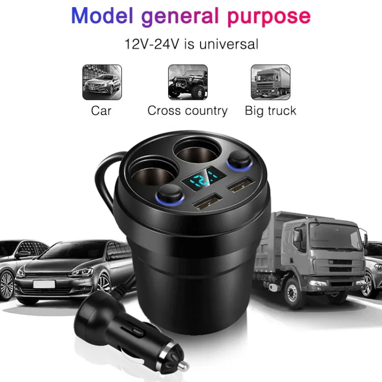 Cup Car Charger Dual USB Corded Cigarette Lighter Mobile Phone Charger