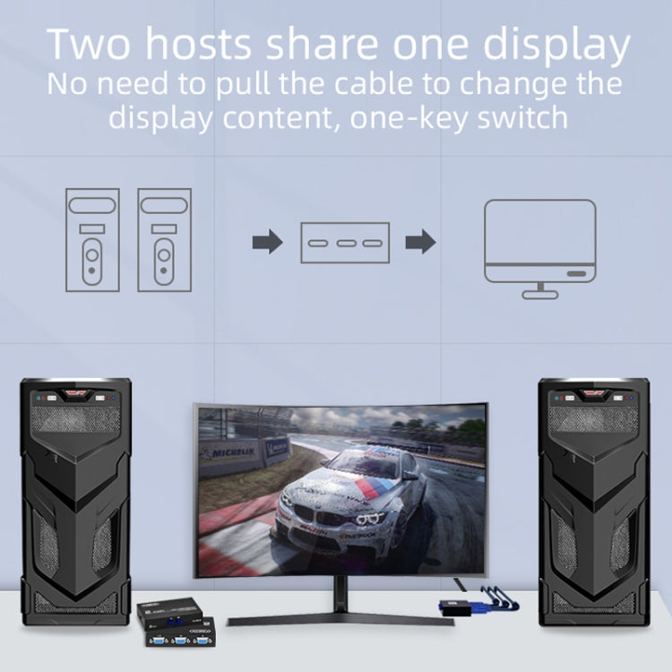 FJGEAR FJ-15-2 Computer VGA Switcher 2 In 1 Out Bidirectional Switching Sharer