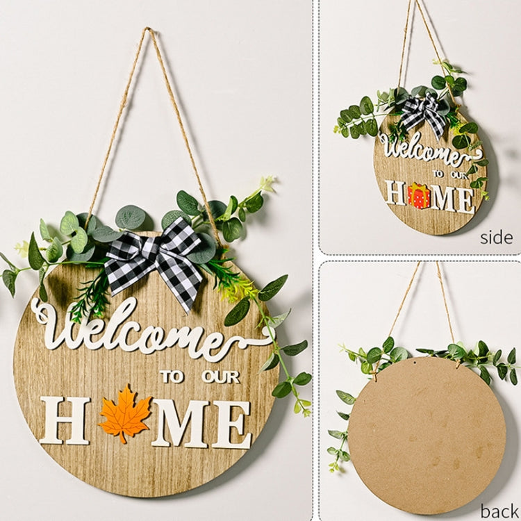 Stereoscopic DIY Home Wooden Round Welcome Door Sign Pendant Wreaths Wall Hanging Decor