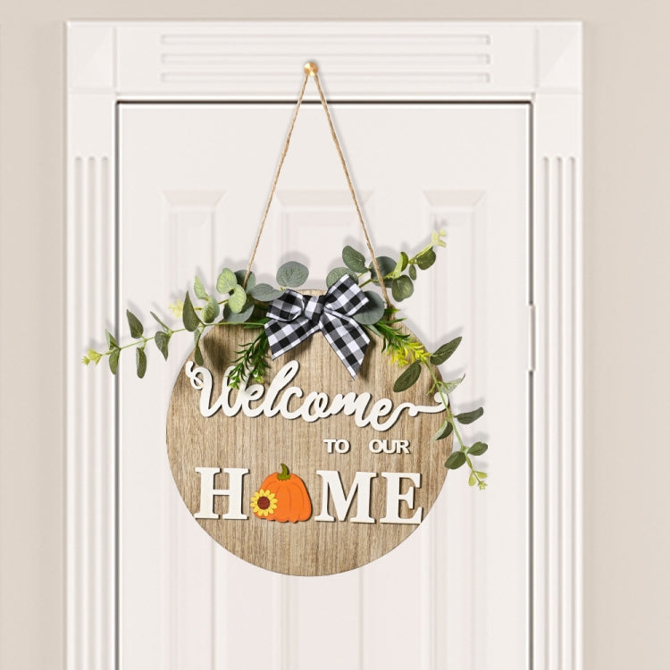 Stereoscopic DIY Home Wooden Round Welcome Door Sign Pendant Wreaths Wall Hanging Decor