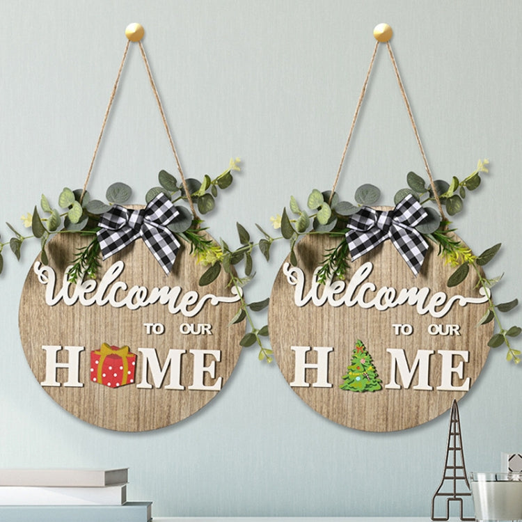 Stereoscopic DIY Home Wooden Round Welcome Door Sign Pendant Wreaths Wall Hanging Decor