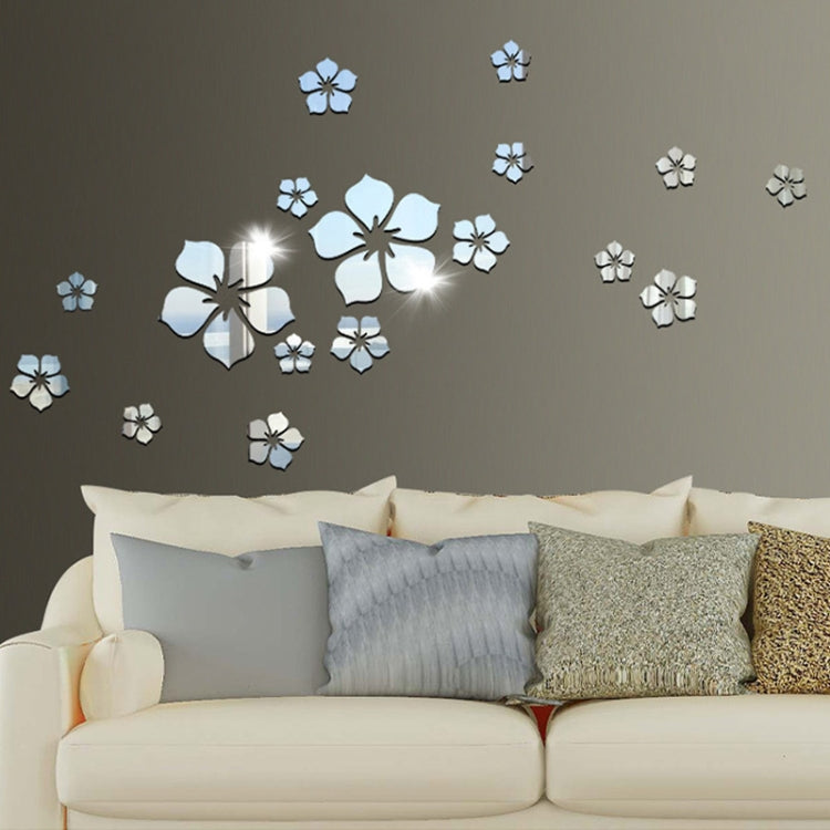 18pcs /Set Acrylic Cherry Blossom Mirror Wall Sticker Living Room Bedroom Background Wall Decoration