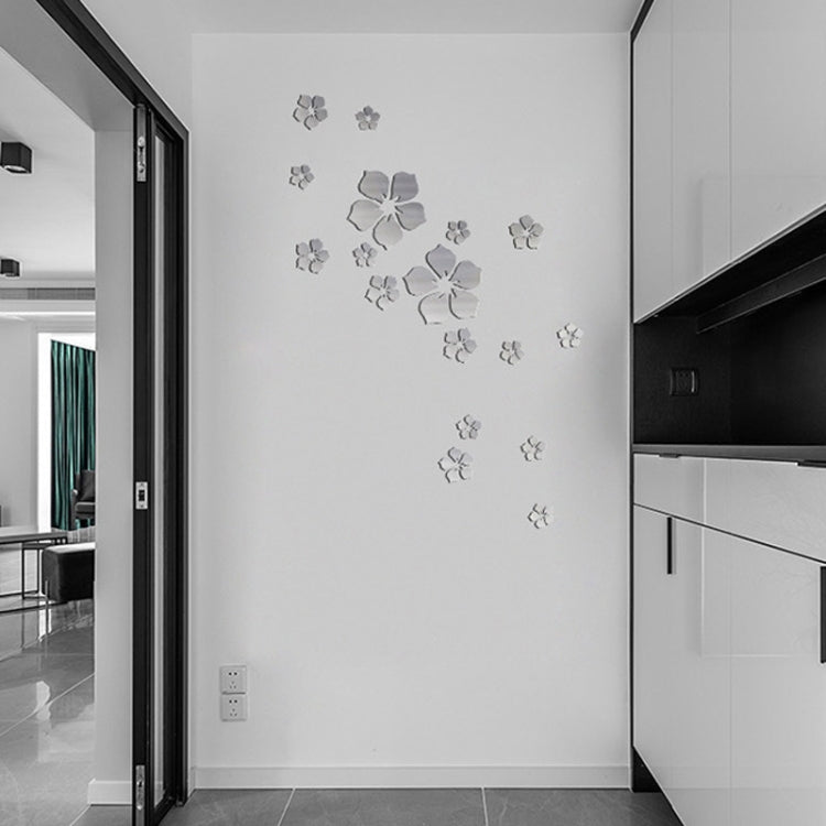 18pcs /Set Acrylic Cherry Blossom Mirror Wall Sticker Living Room Bedroom Background Wall Decoration