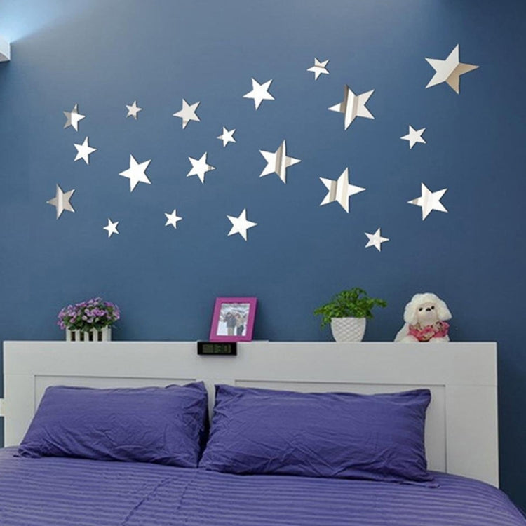 20pcs /Set Acrylic Stars Mirror Stereo Wall Stickers Home Decoration Soft Mirror