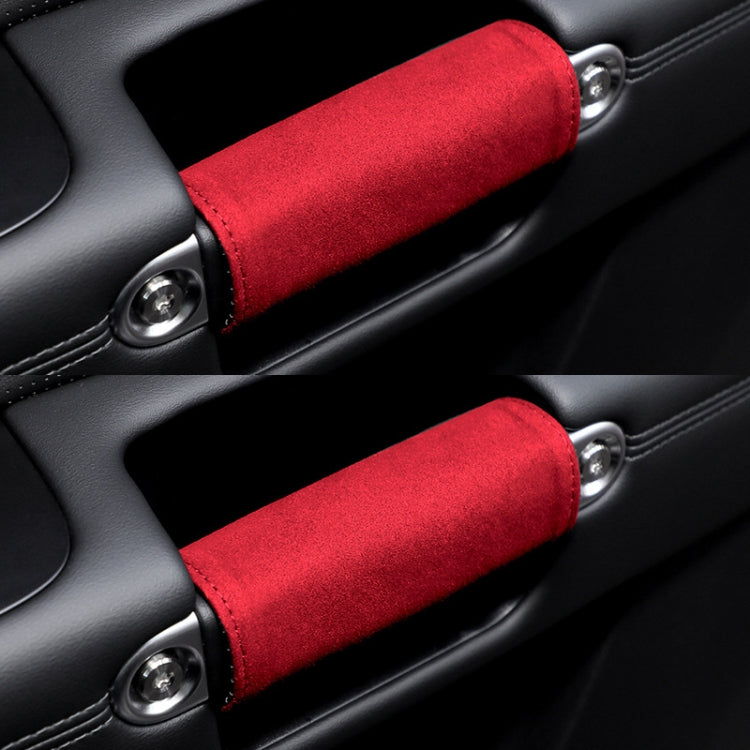 1pair Car Door Handle Decorative Anti-Scratch Cover Car Slippery Leather Inner Door Handle Protective Cover
